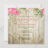 Ethnic Cowgirl Baby Shower Pink Boots Floral Invitation (Back)