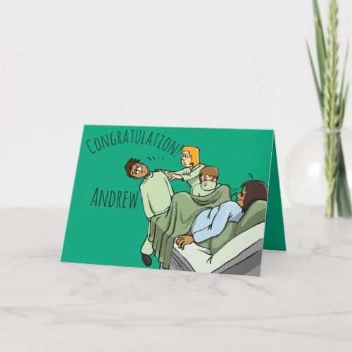 Ethnic Delivery Room Dad Pass Out Funny New Parent Card