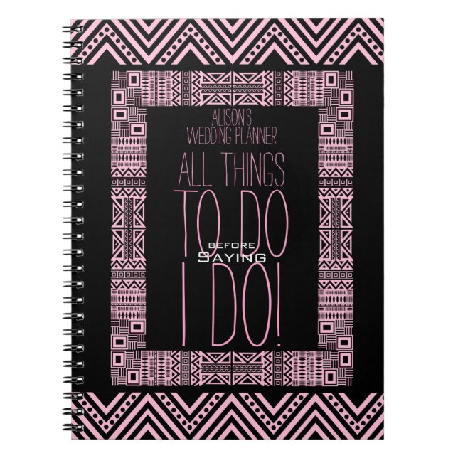 Ethnic Design Personalized Wedding Planner 3 Notebook (Front)