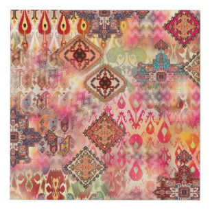 Ethnic Digital Abstract Seamless Pattern Faux Canvas Print