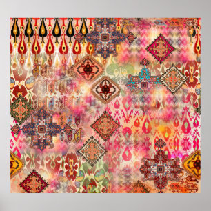 Ethnic Digital Abstract Seamless Pattern Poster