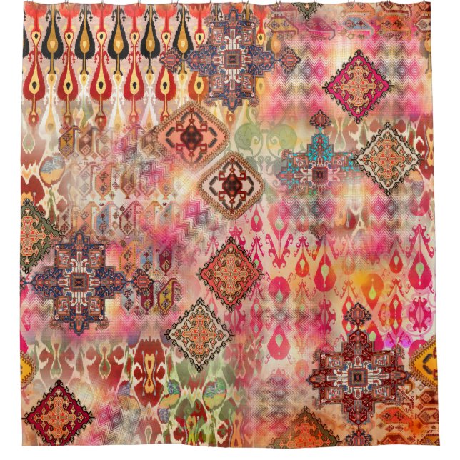 Ethnic Digital Abstract Seamless Pattern Shower Curtain (Front)