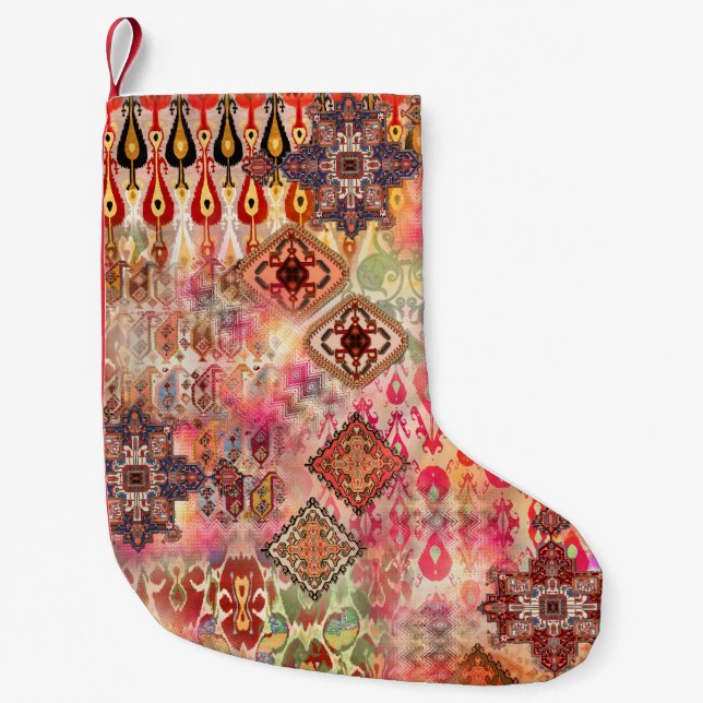 Ethnic Digital Abstract Seamless Pattern Small Christmas Stocking (Front)