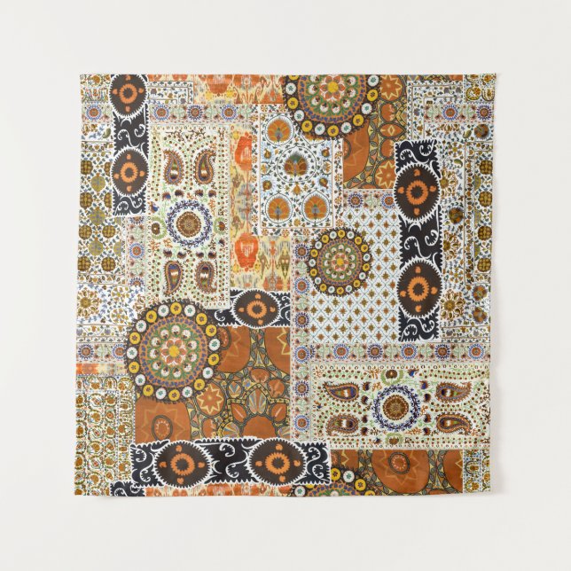 Ethnic Digital Abstract: Seamless Pattern Tapestry (Front)