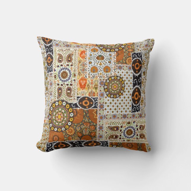 Ethnic Digital Abstract: Seamless Pattern Throw Pillow (Front)