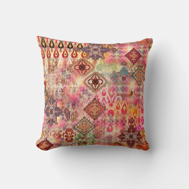 Ethnic Digital Abstract Seamless Pattern Throw Pillow (Front)