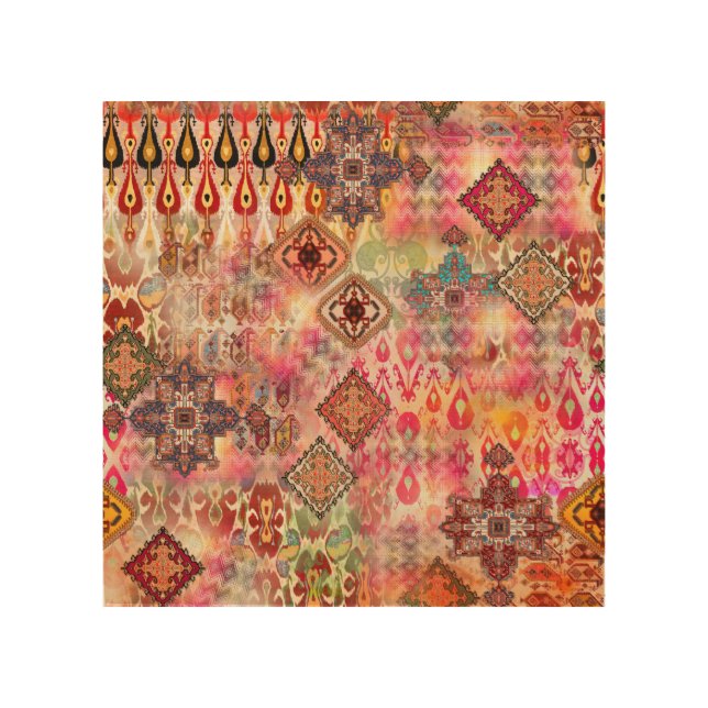Ethnic Digital Abstract Seamless Pattern Wood Wall Art (Front)