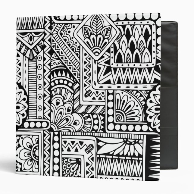 Ethnic Doodle 3 Ring Binder (Front/Inside)