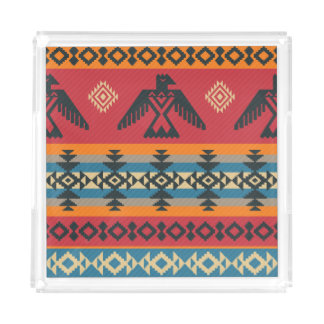 Ethnic Eagles Tribal Vintage Pattern Acrylic Tray