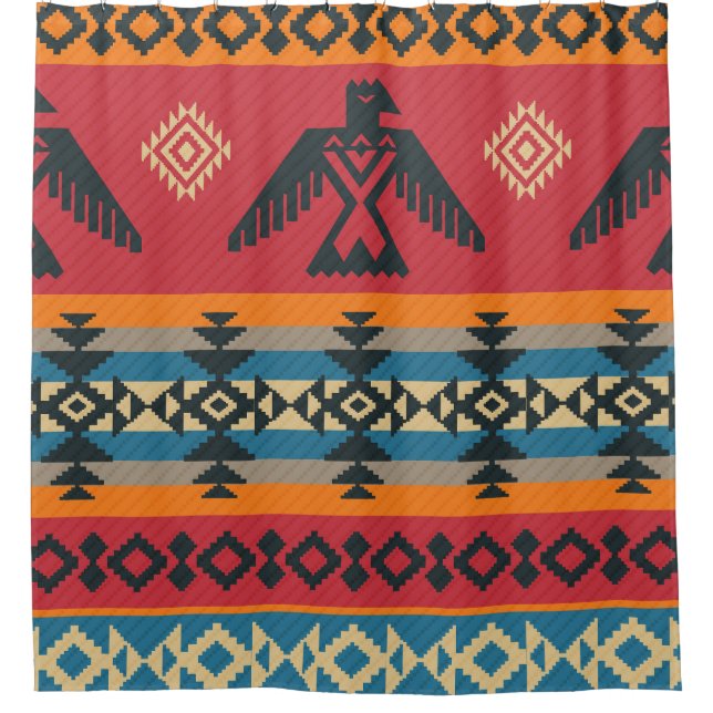 Ethnic Eagles Tribal Vintage Pattern Shower Curtain (Front)