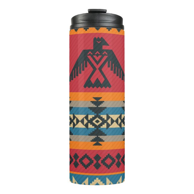Ethnic Eagles Tribal Vintage Pattern Thermal Tumbler (Front)