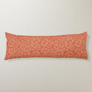 Ethnic Egyptian Tribal Shields Cream Rusty Red Body Pillow