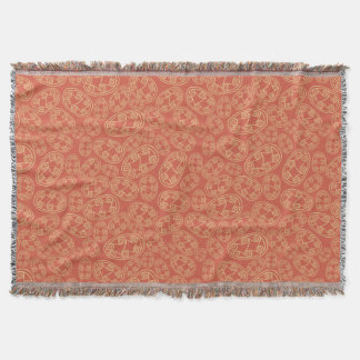 Ethnic Egyptian Tribal Shields Cream Rusty Red Throw Blanket