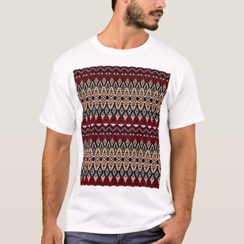 Ethnic Elegance Seamless Border Patterns T_Shirt