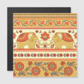 Ethnic elephants, flowers, seamless pattern. (Front/Back)