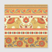 Ethnic elephants, flowers, seamless pattern. (Front)