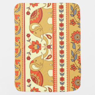 Ethnic elephants, flowers, seamless pattern. baby blanket