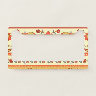 Ethnic elephants, flowers, seamless pattern. license plate frame