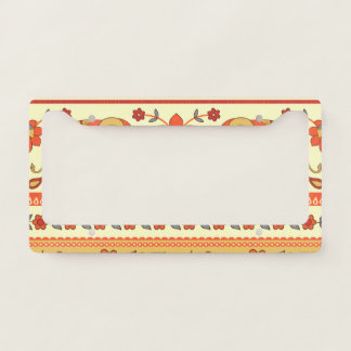 Ethnic elephants, flowers, seamless pattern. license plate frame