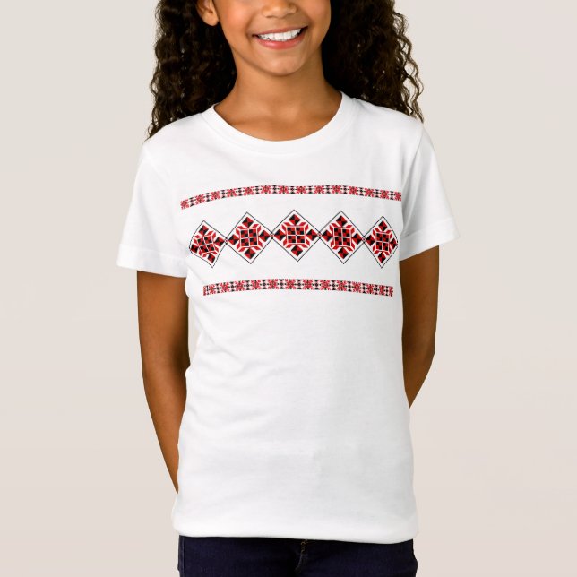 Ethnic Embroidery Geometirc Kids' T-Shirt (Front)