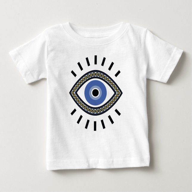 Ethnic evil eye, greek blue eye bead baby T-Shirt (Front)