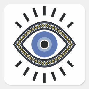 Ethnic evil eye protection amulet square sticker