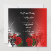 Ethnic Fabulous 60th Birthday Red Roses Martini Invitation (Back)