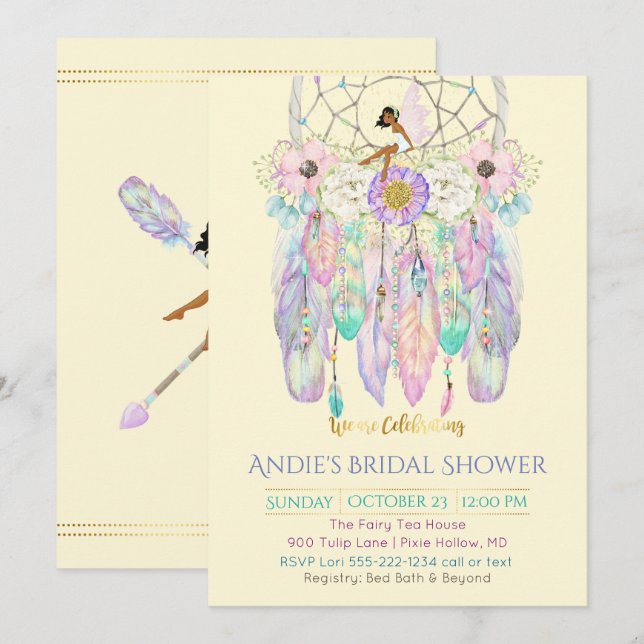 Ethnic Fairy Dream Catcher Boho Any Color Paper Invitation (Front/Back)