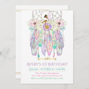 Ethnic Fairy Dream Catcher Boho Feathers Arrows Invitation