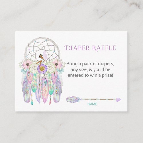 Ethnic Fairy Dream Catcher Feathers Diaper Raffle Enclosure Card