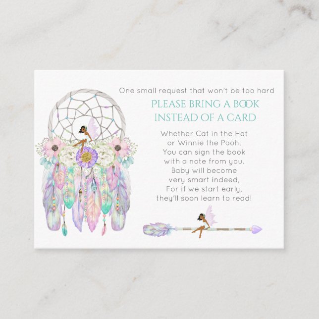 Ethnic Fairy Dream Catcher Shower Book Request Enclosure Card (Front)