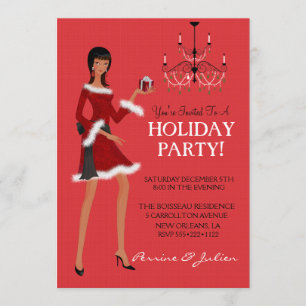 Ethnic Fashion Girl Christmas Glitter Holiday Invitation