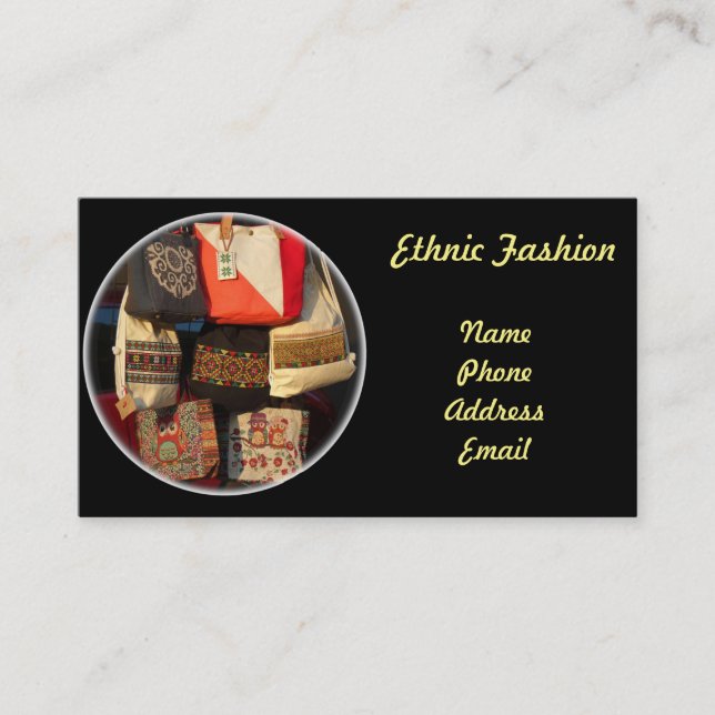 Ethnic Fashion Handbags Business Card (Front)