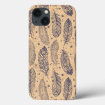 Ethnic Feather Outline Pattern iPhone 13 Case