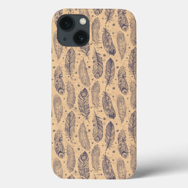 Ethnic Feather Outline Pattern Case-Mate iPhone Case (Back)