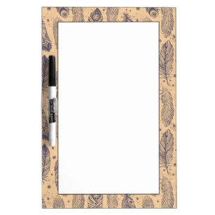 Ethnic Feather Outline Pattern Dry-Erase Board