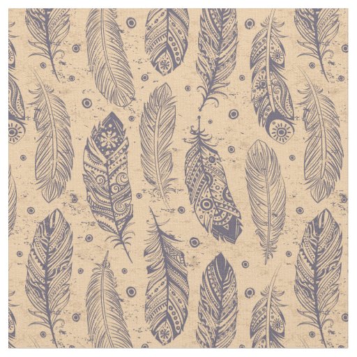 Ethnic Feather Outline Pattern Fabric