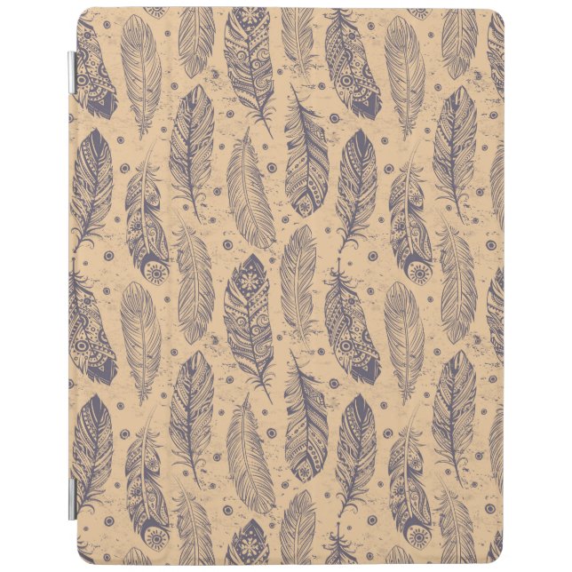 Ethnic Feather Outline Pattern iPad Smart Cover (Front)