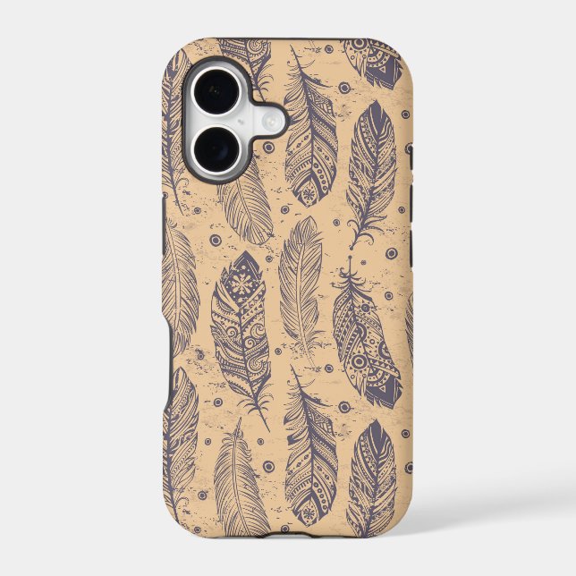 Ethnic Feather Outline Pattern Iphone Case (Back)
