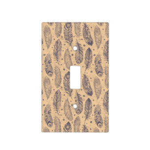 Ethnic Feather Outline Pattern Light Switch Cover