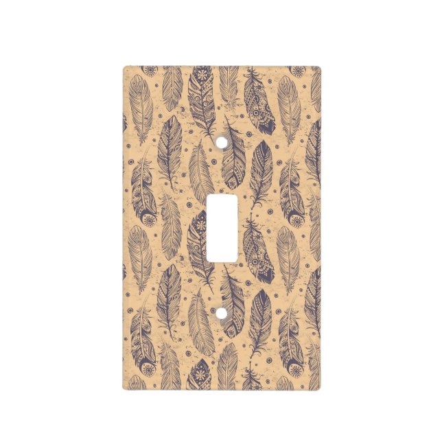 Ethnic Feather Outline Pattern Light Switch Cover (Front)