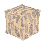 Ethnic Feather Outline Pattern Pouf