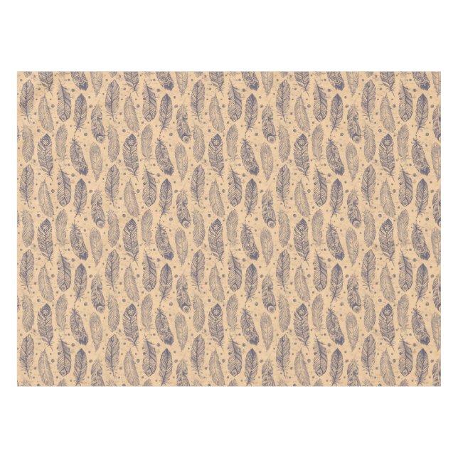 Ethnic Feather Outline Pattern Tablecloth (Front (Horizontal))