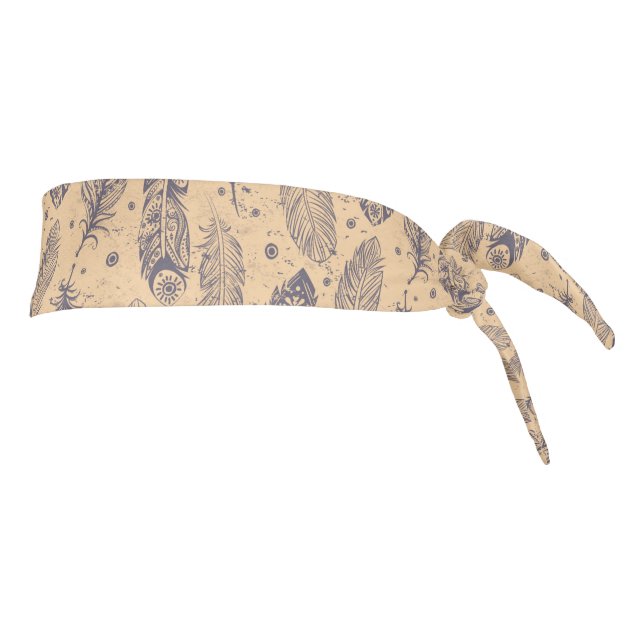 Ethnic Feather Outline Pattern Tie Headband (Rotate 90)