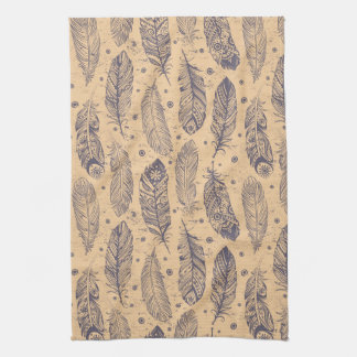 Ethnic Feather Outline Pattern Towel