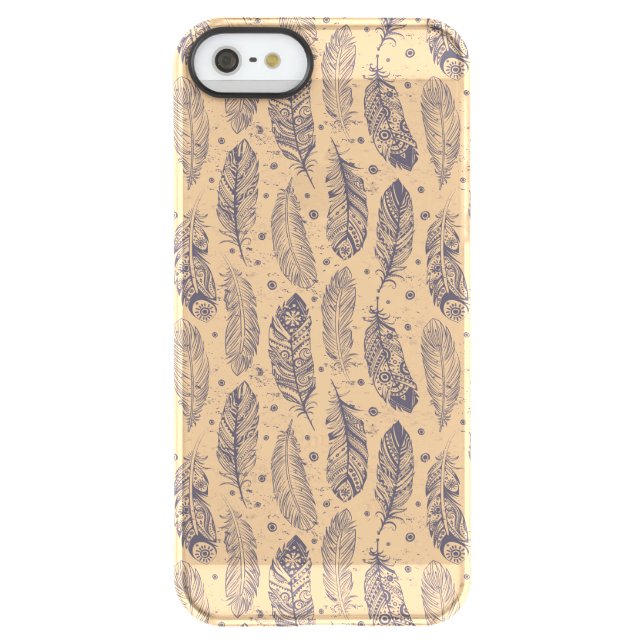 Ethnic Feather Outline Pattern Uncommon iPhone Case (Back)