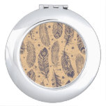 Ethnic Feather Outline Pattern Vanity Mirror