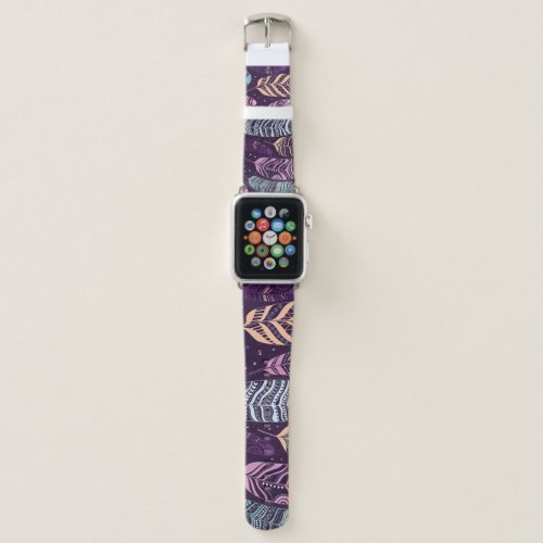 Ethnic feathers black and white pattern apple watch band