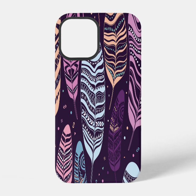 Ethnic feathers: black and white pattern iphone case (Back)