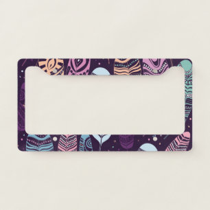 Ethnic feathers: black and white pattern license plate frame